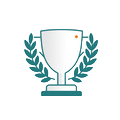 T&uuml;rkises Pokal-Icon mit Lorbeer als Symbol f&uuml;r die 4.9 Bewertung der Betsson App
