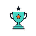 T&uuml;rkises Troph&auml;en-Icon mit Stern als Symbol f&uuml;r Mobile Operator of the Year Auszeichnung