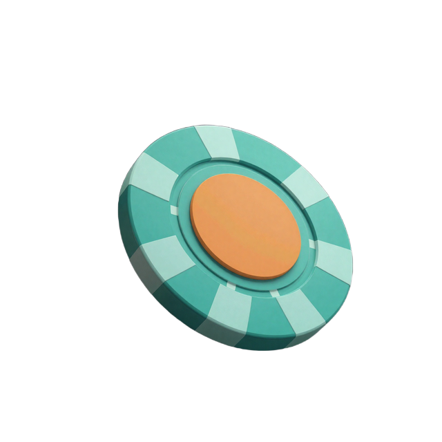 Leuchtender t&uuml;rkiser Betsson Casino Chip mit orangem Punkt als Symbol f&uuml;r den Willkommensbonus