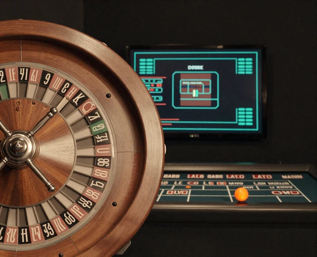 Historische Roulette-Szene der 1960er, die in eine moderne Betsson Online Casino Oberfl&auml;che &uuml;bergeht