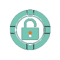 T&uuml;rkises Chip-Icon mit Vorh&auml;ngeschloss als Symbol f&uuml;r Sicherheit und Datenschutz